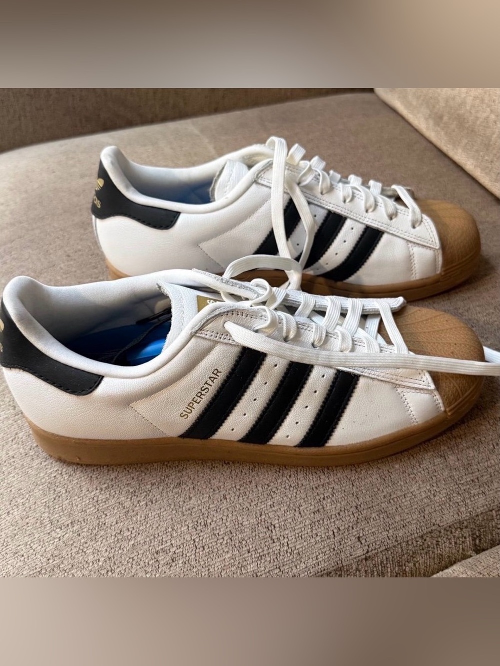 NWOT adidas Superstar Low-Top Sneakers in White, Black & Gum